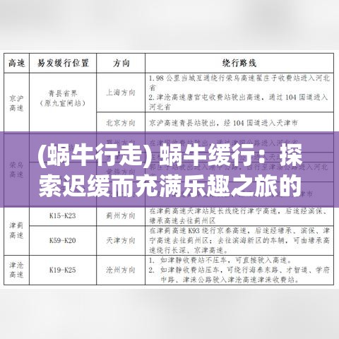 (蜗牛行走) 蜗牛缓行：探索迟缓而充满乐趣之旅的意义与收获——慢行的艺术与科学解析